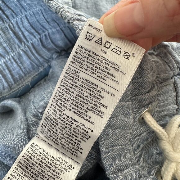 Athleta Chambray Blue Cabo Casual Linen Jogger Pant Tie Waist Front Zip 4 - Picture 13 of 16